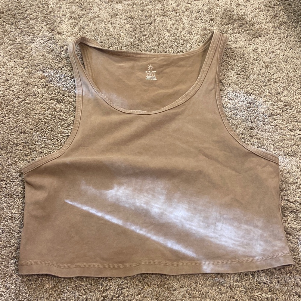Offline/aerie washed out olive green, cropped tank